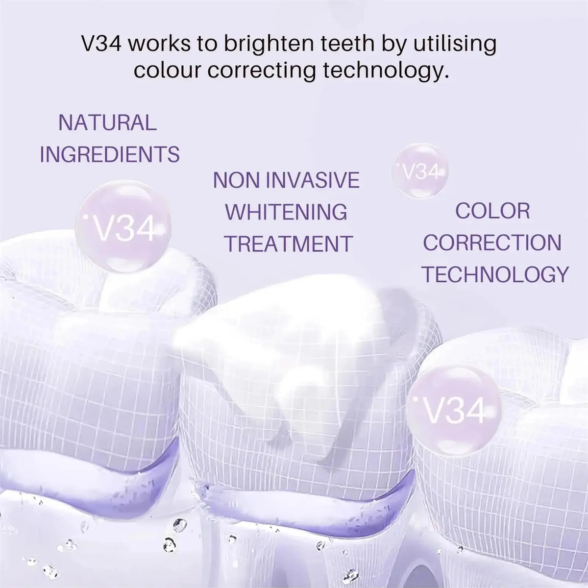 V34 Purple Toothpaste Serum with Color-Correcting Concept, 1-Piece, 2-Piece or Seven-Piece Box Options for Label-Guided Adult Oral Care Routines