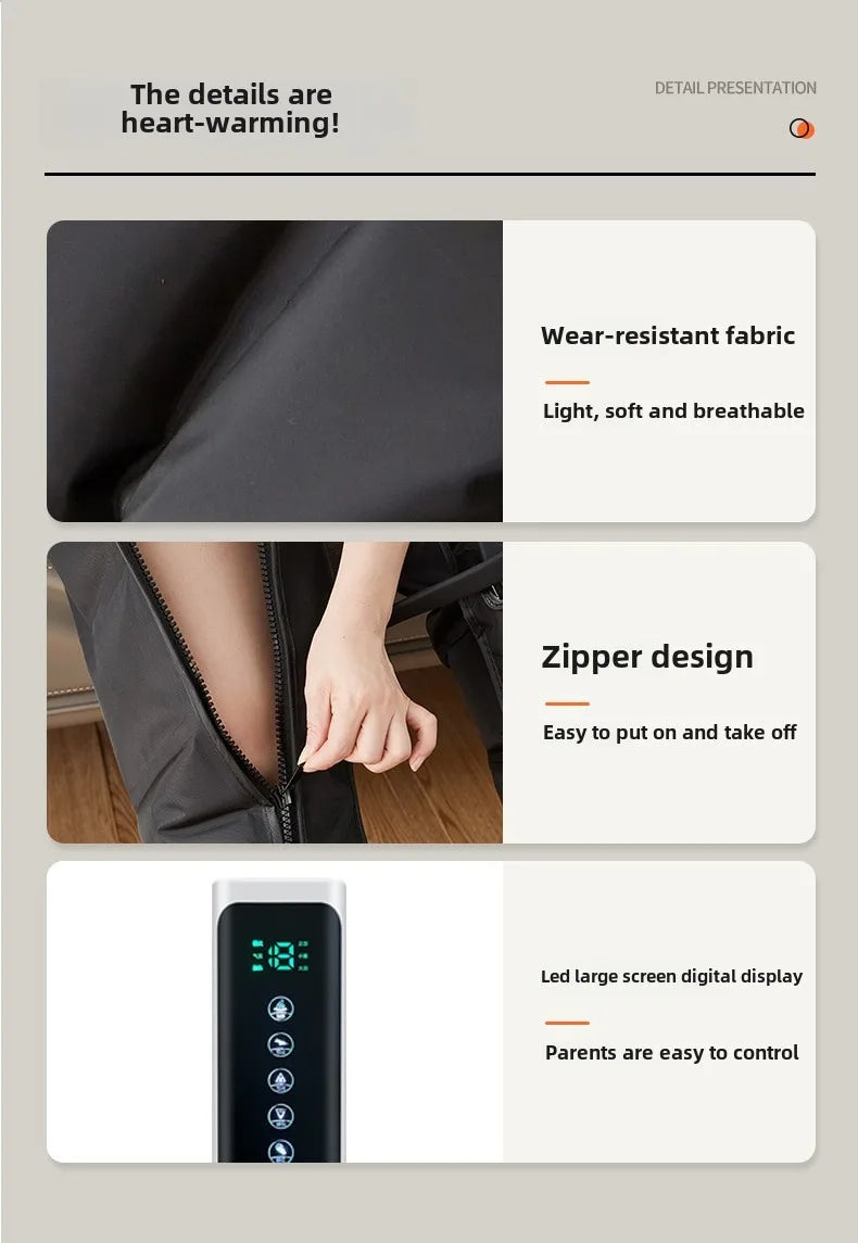 Air Wave Compression Leg Massager with Zipper Design, Three Listed Modes and Intensity Levels in Basic, Lengthen or Lengthen Type-C Options for Adult Relaxation