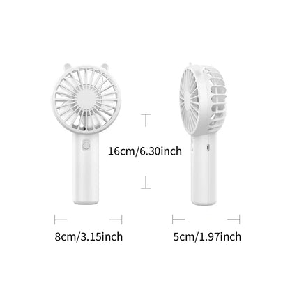 300mAh USB Rechargeable Personal Fan with ABS Housing and Included Cable, Compact 16cm Handheld Airflow Fan in Pink, White, Blue or Green for Short Breaks