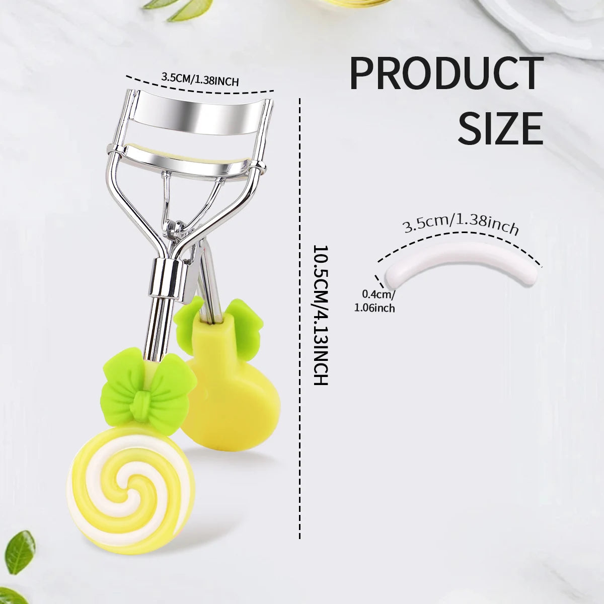 Lollipop Handle Eyelash Curler for Beginner Makeup Routines, Pink or Yellow Lash Curling Tool with Replaceable Strip Design and 1/6/16pcs Options