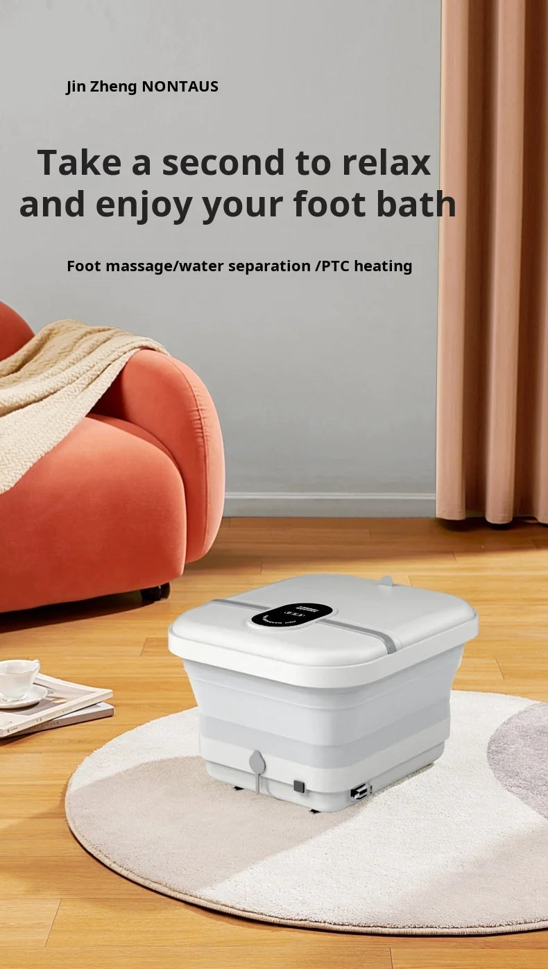Heated Foot Bath Bucket, Foldable Electric Foot Soaking Tub with Listed Automatic Heating and Massage, Upgraded Model with EU Reference for Home Use