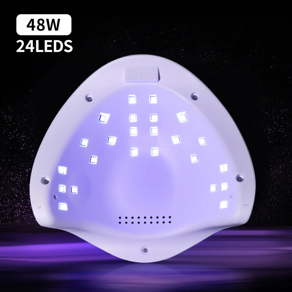 48W UV LED Nail Lamp for Gel Manicures and Pedicures, 24 Listed LED Beads with Pink or White Color Choices and USB, EU or US Power Options
