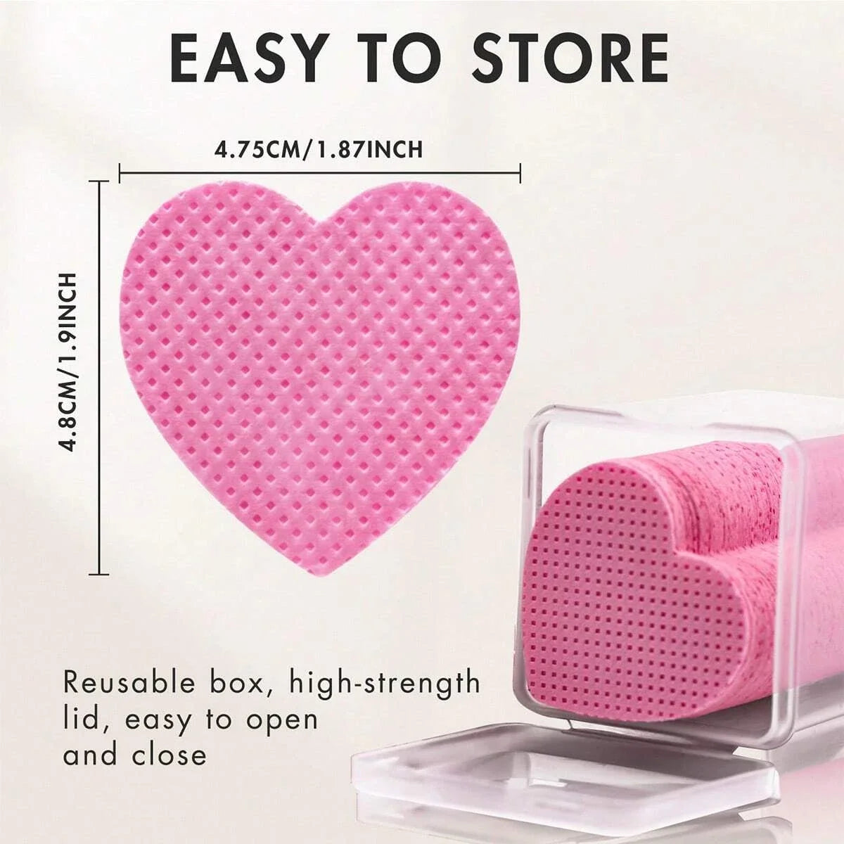 Boxed Nail Cleansing Wipes with Approximately 200 Three-Layer Nonwoven Pads, Heart or Square Shapes in Pink or White for Home and Salon Manicure Prep