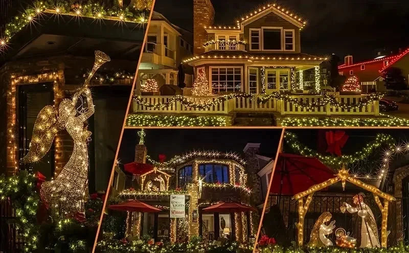 Solar Copper Wire Fairy Lights with Light Sensor, Warm, White or Multicolor Single and Two-Piece Options in 6M to 31M Lengths for Garden and Holiday Decor