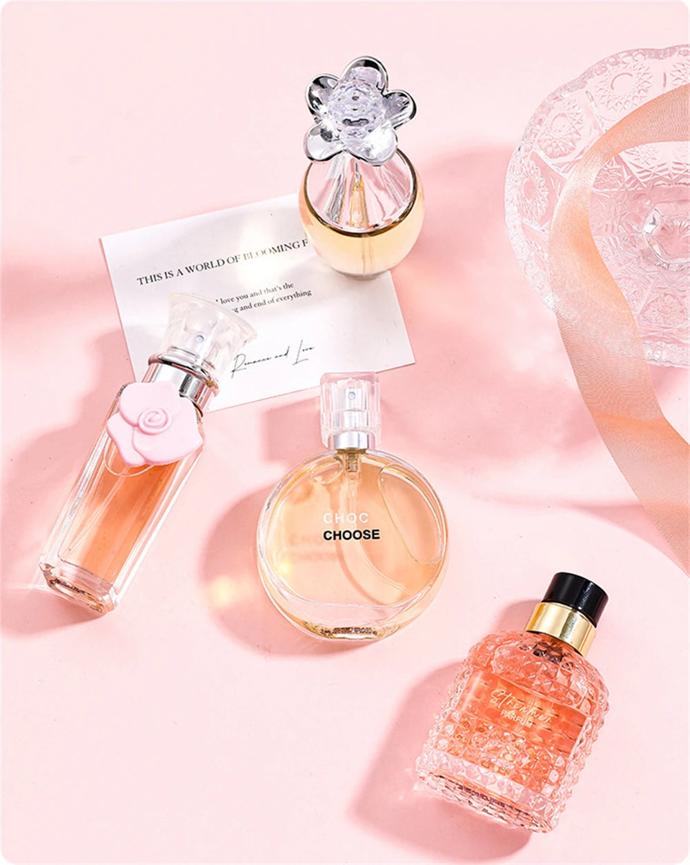 Women's Floral Perfume Gift Set, Fragrance Spray with Four-Piece Gift Box Wording and 100ml Option Label for Daily Scent Routines and Personal Gifting