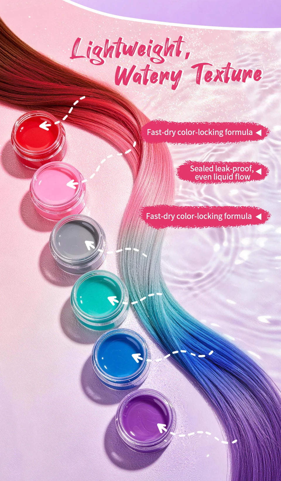 Temporary Hair Color Chalk for Washable Highlights, 10ml Single-Color and Six-Color Set Options for Halloween, Cosplay and Holiday Party Styling