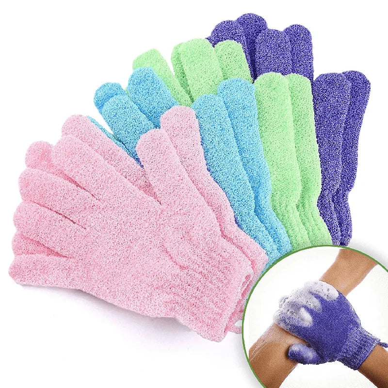 Exfoliating Bath Gloves, Double-Sided Body Scrubbing Accessories in Random Colors with 1, 3, 5 or 10 Individual Pieces for Adult Shower and At-Home Spa Routines