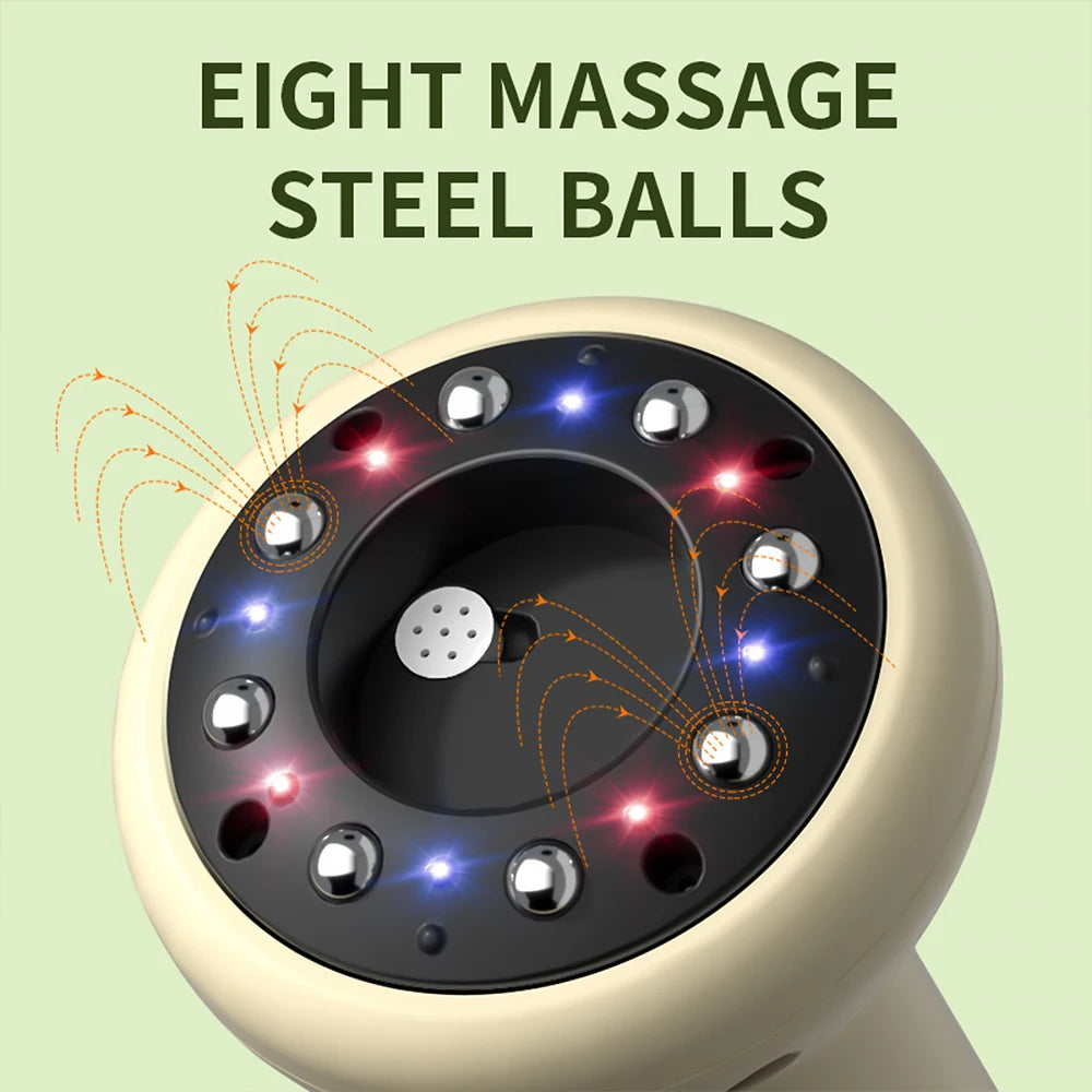 Electric Cupping Gua Sha Massager BK-BG01 with Listed Nine Suction Levels, Heating Base and Eight Steel Beads, USB-C Rechargeable Light Yellow Personal Care Device