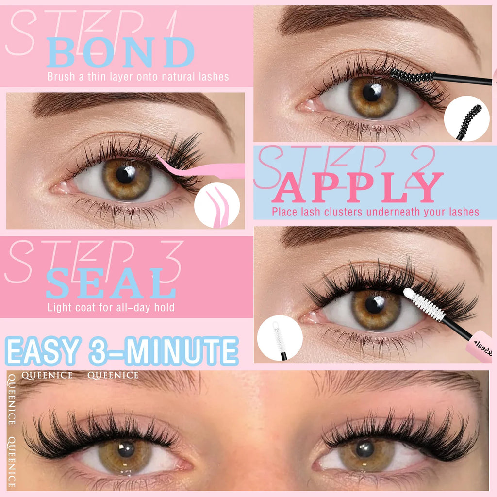 Manga Lash Wispy Anime Lash Extensions 8-16Mm Cluster Eyelash Extensions, D-Curly Individual Lashes, Reusable, Beginner-Friendly