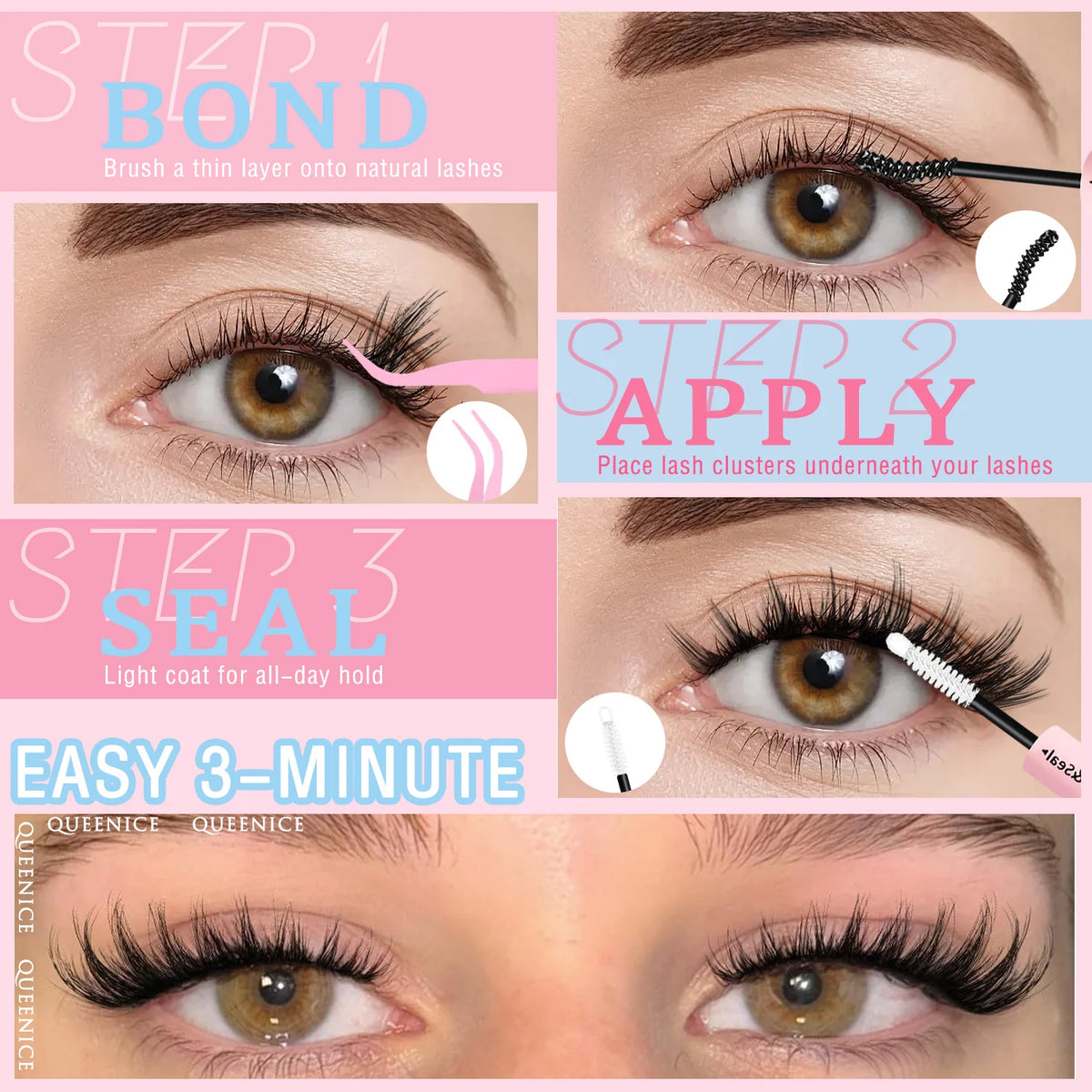 Manga Lash Wispy Anime Lash Extensions 8-16Mm Cluster Eyelash Extensions, D-Curly Individual Lashes, Reusable, Beginner-Friendly