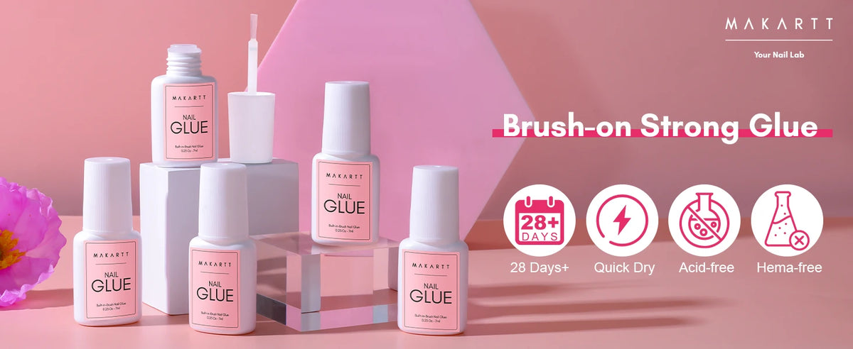 Press-On Nail Glue and Remover Options by Makartt, 10ml, 30ml or 50ml Remover Choices with Separate Liquid Adhesive Packs and Solid UV-Cured Gel Selection