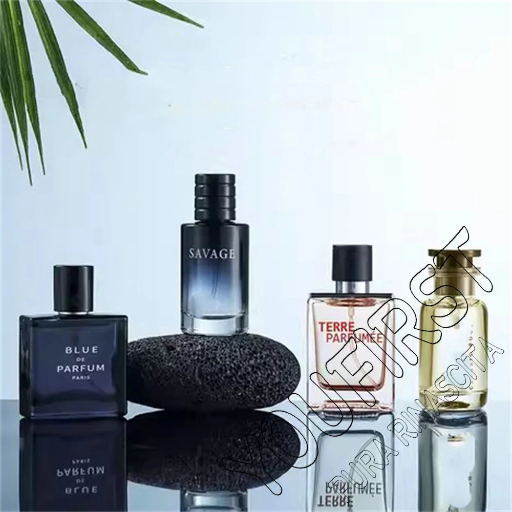 Mens Cologne Spray with 100ml Option Label and Floral Fruity Scent Reference, Gift Box and Four-Piece Set Wording for Personal Fragrance and Gift Selection