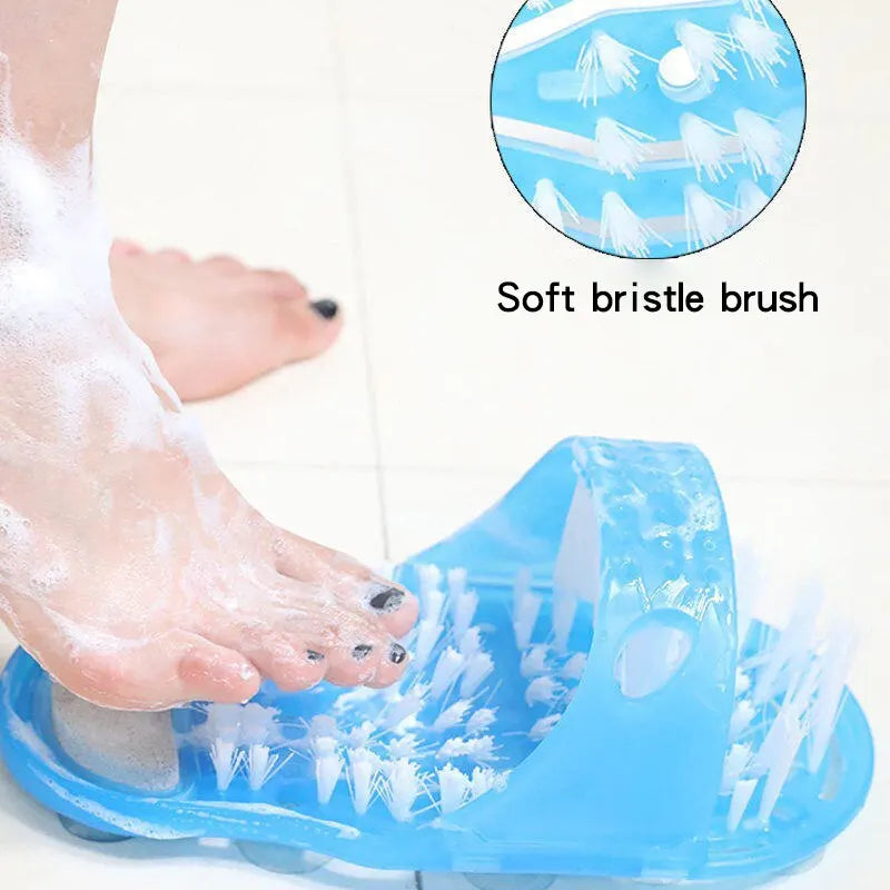 Shower Foot Scrubber Slipper with Suction Cup Base and Detachable Pumice Stone, Blue Foot Washing Brush in 1 or 2 Piece Options for Home Care
