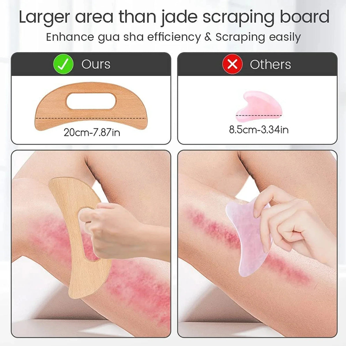 Wooden Body Massage Tool for Adults, Manual Gua Sha-Style Scraper in Wood Color for Back Massage and Gentle At-Home Personal Care Routines