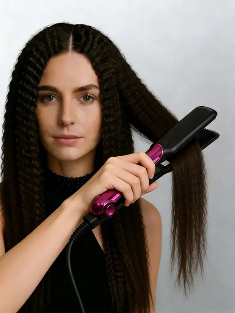 Electric Hair Styling Clamp, Corn Clip or Plywood-Labeled Hair Iron Options with Ceramic Styling References and AU, UK, EU or US Plug Choices