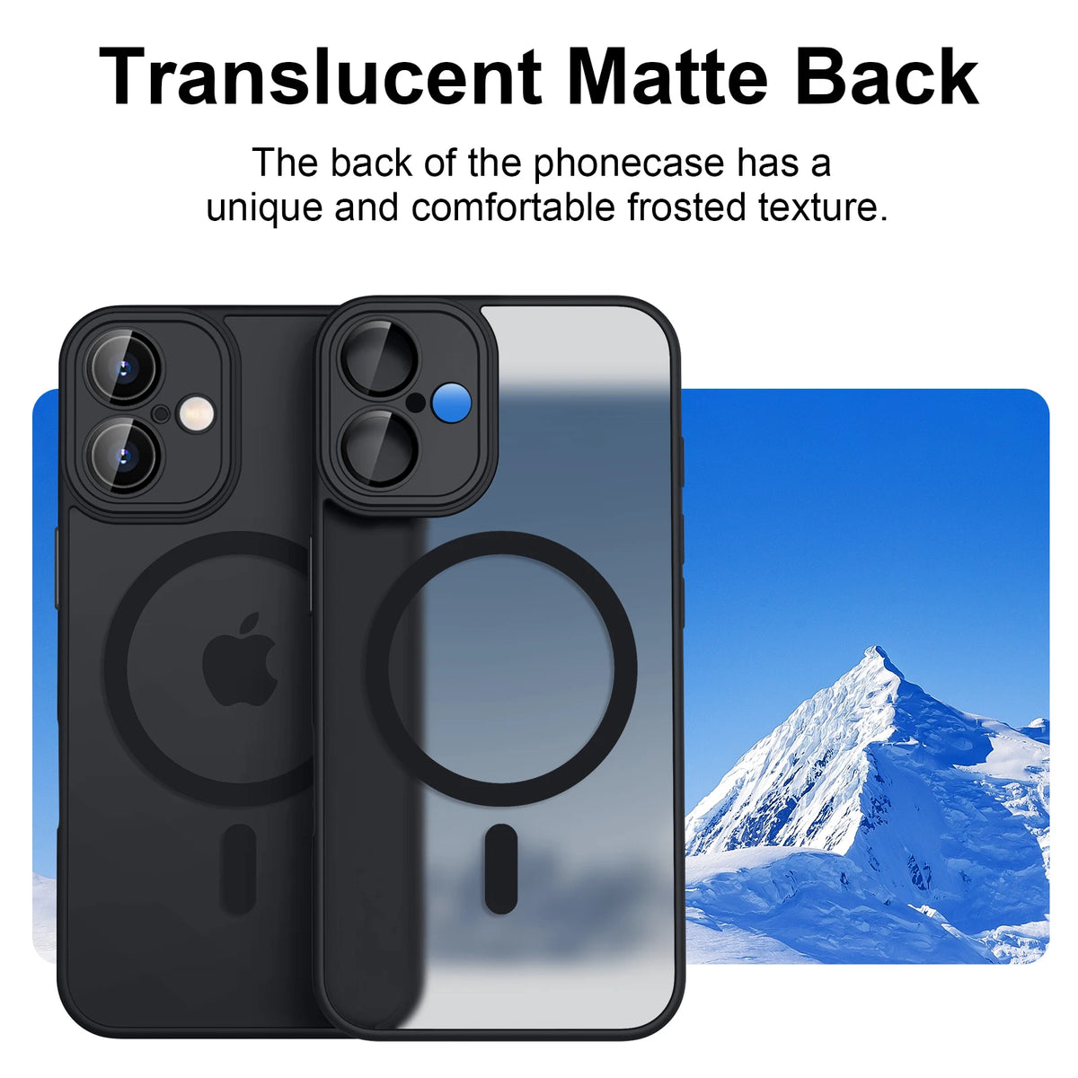 Magnetic Matte Translucent iPhone Case, Armor-Style Phone Cover with Separate iPhone 11, 12, 13, 14, 15 or 16 Options in Black, Dark Purple, Navy Blue and Wine Red