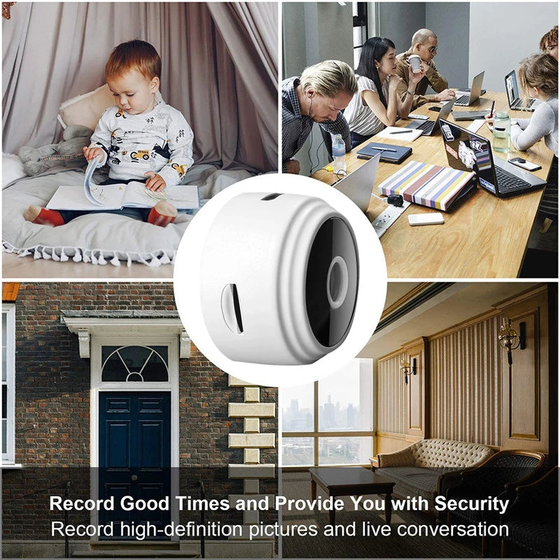 Mini WiFi Monitoring Camera in White or Black for Everyday Home Observation and Pet Check-Ins, Wireless Video Camera with Listed Recording Function