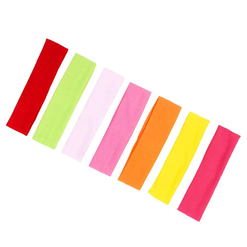 Elastic Sports Headbands for Women, Seven-Piece Stretchy Cloth Hairband Set in Black, Pink, Grey or Style Selections for Yoga, Running and Casual Hair Styling
