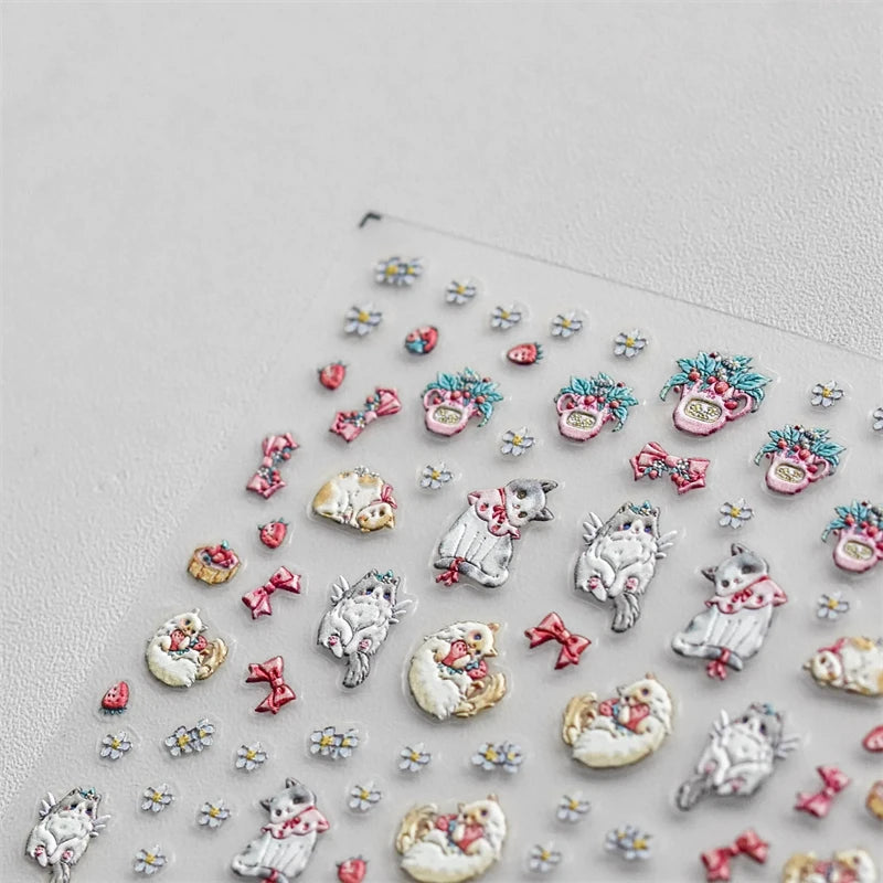 Embossed Nail Art Stickers, 5D Relief Self-Adhesive Decorative Decals for DIY Manicures with TO2907, TO2908, TO2910 and TO5172 Style Options
