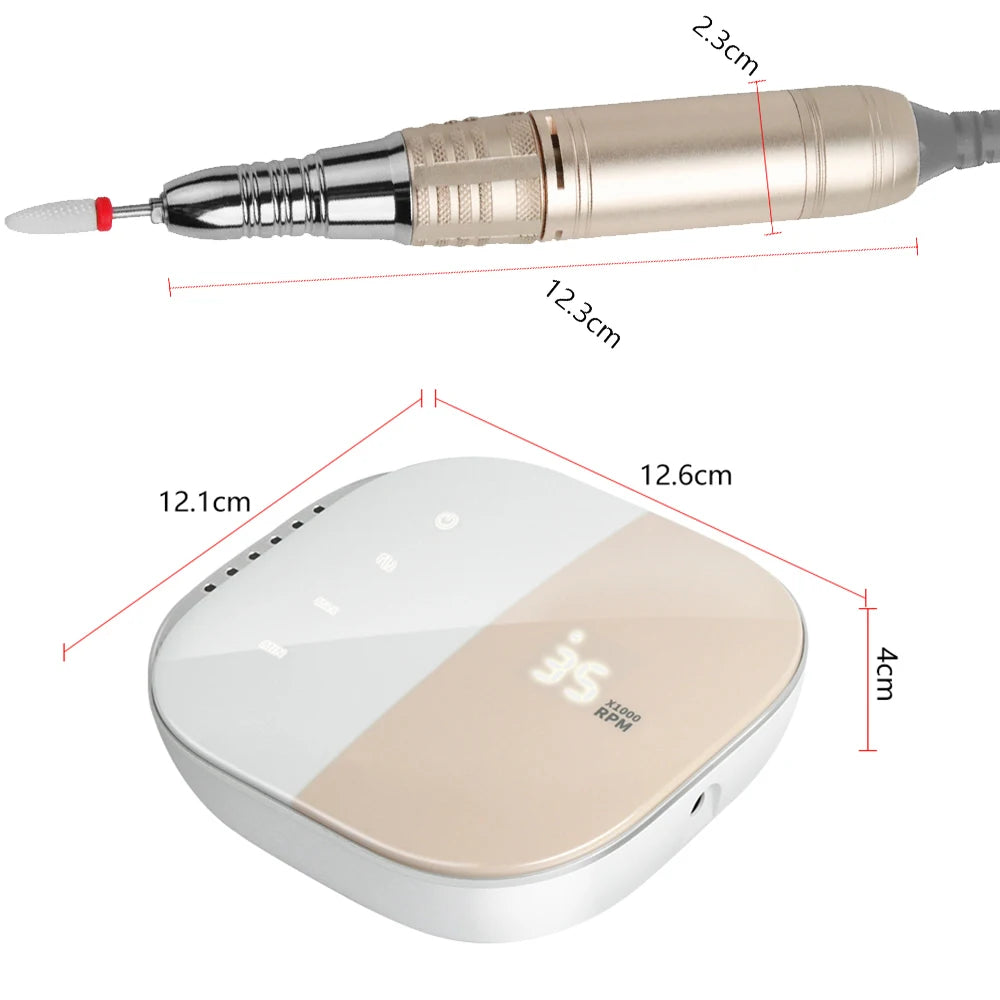 Digital Display Nail Drill JMD-108 with Listed 35,000 RPM and 30W Power, Speed Memory, Forward Reverse Control and 2.35mm Bit Size, EU 220–240V Options