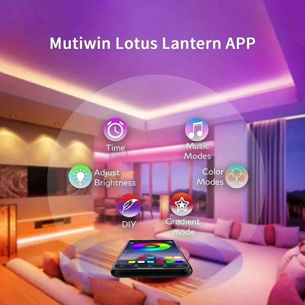 44-Key Remote RGB LED Strip, USB and App-Control Lighting with Six Length Options from 1m to 30m for Indoor Bedroom Accents and Gaming Room Decor