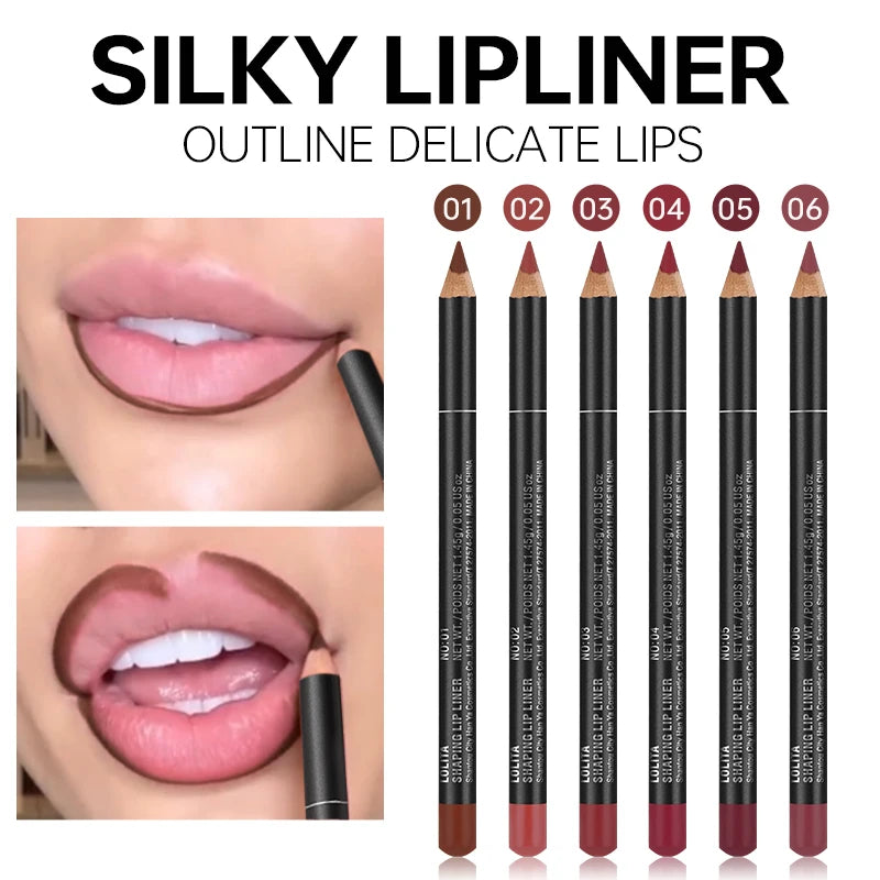 Luxury Matte Lip Liner for Smooth Lip Outlining and Filling, Six Numbered Shade Choices for Everyday Makeup, Evening Looks and Beauty Gifts