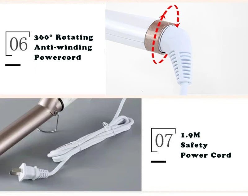 LCD Temperature-Control Curling Iron with Separate 9–38mm Ceramic Barrel Options or Pink and Golden Curl-Straight Combo Styles for Adult Hair Styling