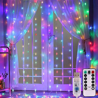 LED Curtain String Lights with Remote, USB 5V Fairy Lights with 8 Modes, Six Color Options and 100–600 LEDs for Bedroom, Wedding and Christmas Decor