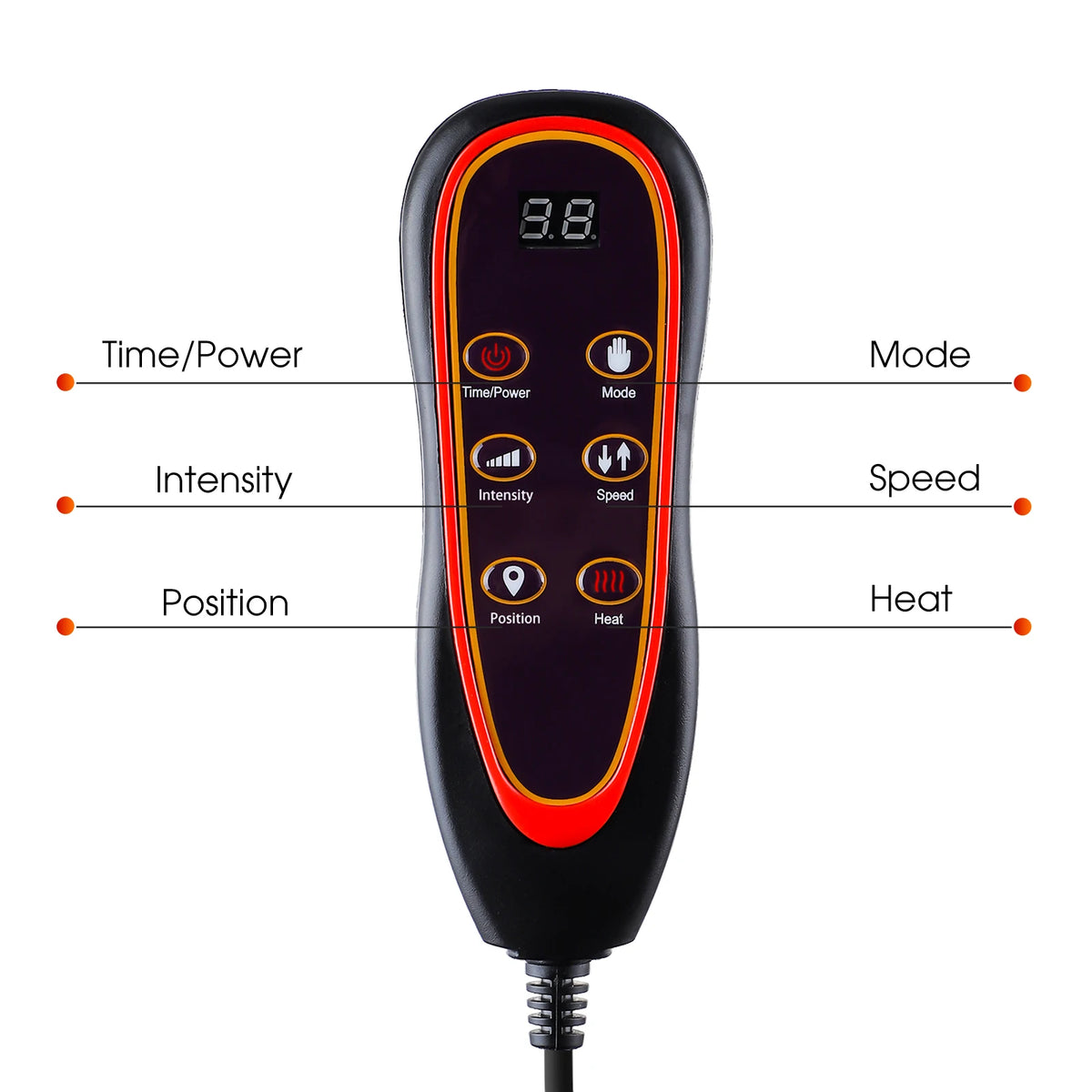 Heated Vibration Seat Massager Type B with Seven Listed Motors, Eight Modes, Three Intensity Levels and 15 or 30 Minute Timers for Home Office Relaxation