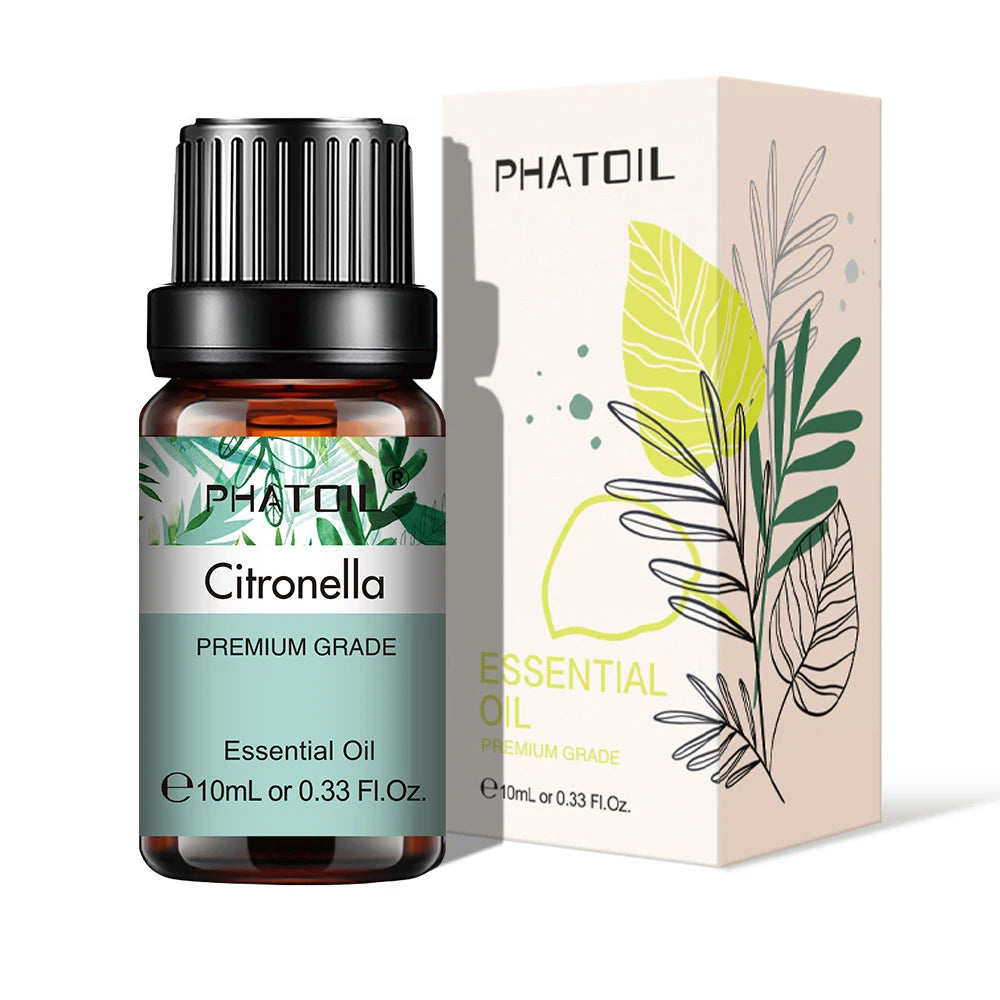 10ml Aroma Oil by PHATOIL for Compatible Diffusers and Home Fragrance, Amber Bottle with Lavender, Eucalyptus, Vanilla, Peppermint and Other Scent Options