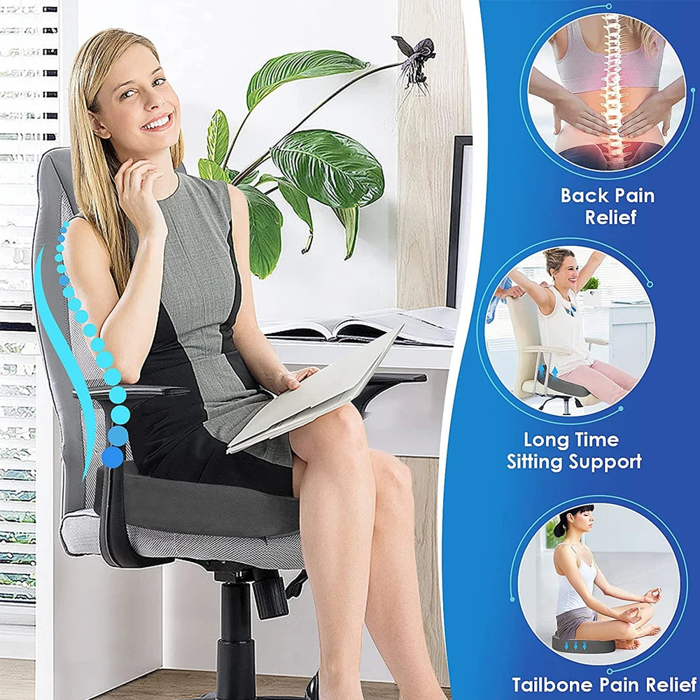 Memory Foam Seat Cushion with U-Shaped Cutout, Removable Mesh or Velour Cover and Non-Slip Bottom, Listed 45 x 35 x 7cm Pad for Office and Home Chairs