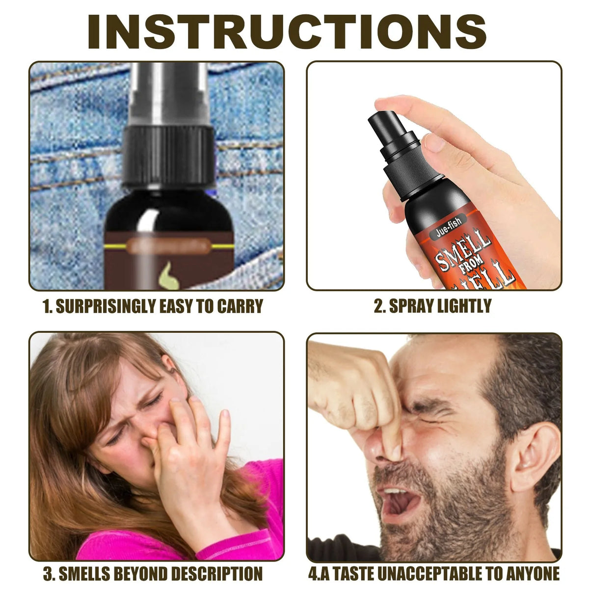 Fart Spray Novelty Liquid with Listed 30ml Pump-Action Bottle, Gag Gift Selection in A, B and C Single-Piece Labels or D Three-Piece Option