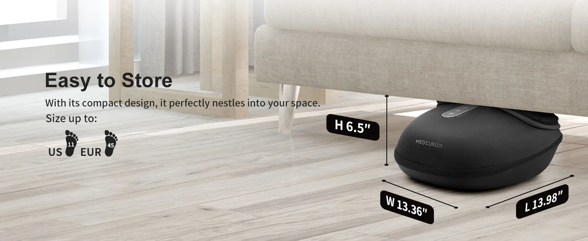 Medcursor Shiatsu Foot Massager with Heat and Roller Massage, Black MDFM400 Electric Foot Care Machine with US or EU Plug Options for Home Relaxation