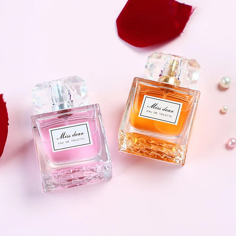 Women's Musk Perfume Spray with Jasmine and Fruity Scent References, Pink or Orange 45ml and Six 50ml Option Labels for Personal Fragrance and Gifts