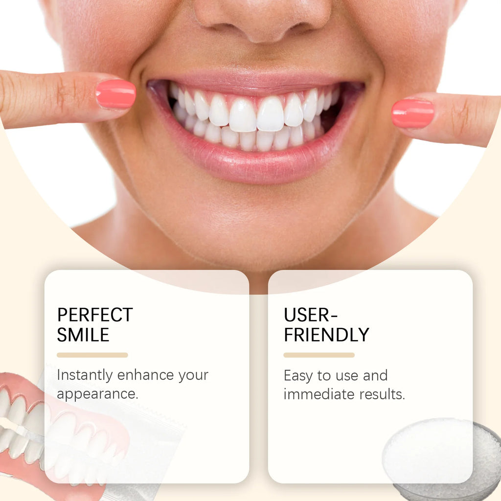 Temporary Cosmetic Teeth Covers with Listed Silicone Material, Boxed and Multi-Piece Options for Smile Appearance, Dental Fit Check Required