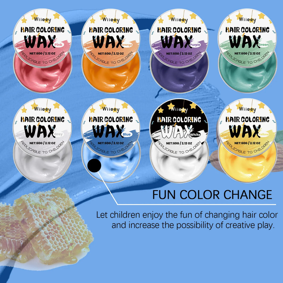 Temporary Hair Color Cream, 60g Boxed Styling Color in Eight Individual Shades for Creative Hairstyles, Costume Parties and At-Home Hair Makeup