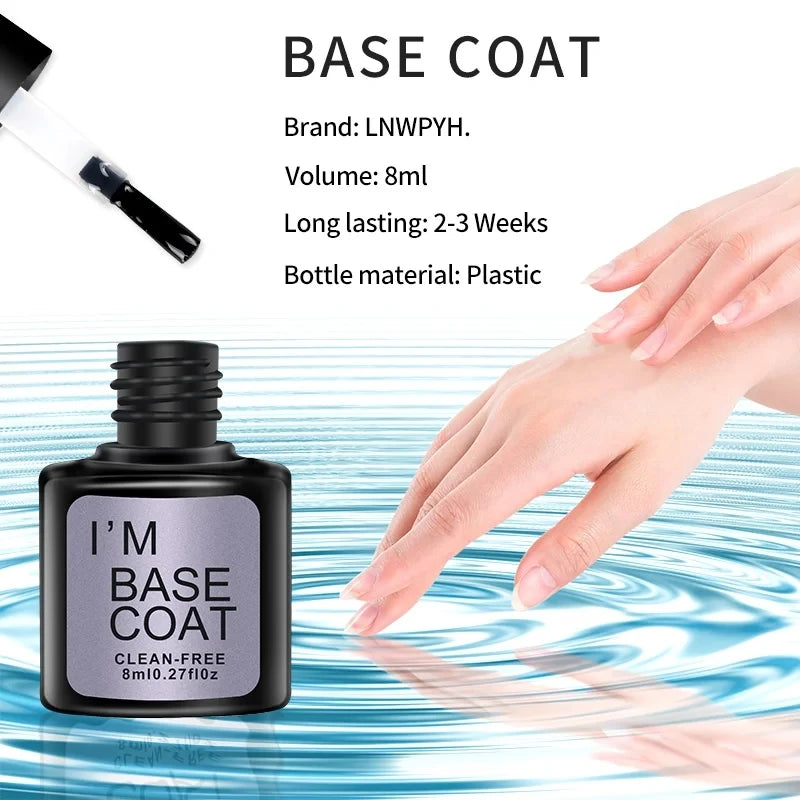 Soak-Off Gel Varnish Kit by LNWPYH with 10 Listed Polish Colors, One Base Coat, One Top Coat and UV LED Sensor Lamp for Adult Home Manicure Designs
