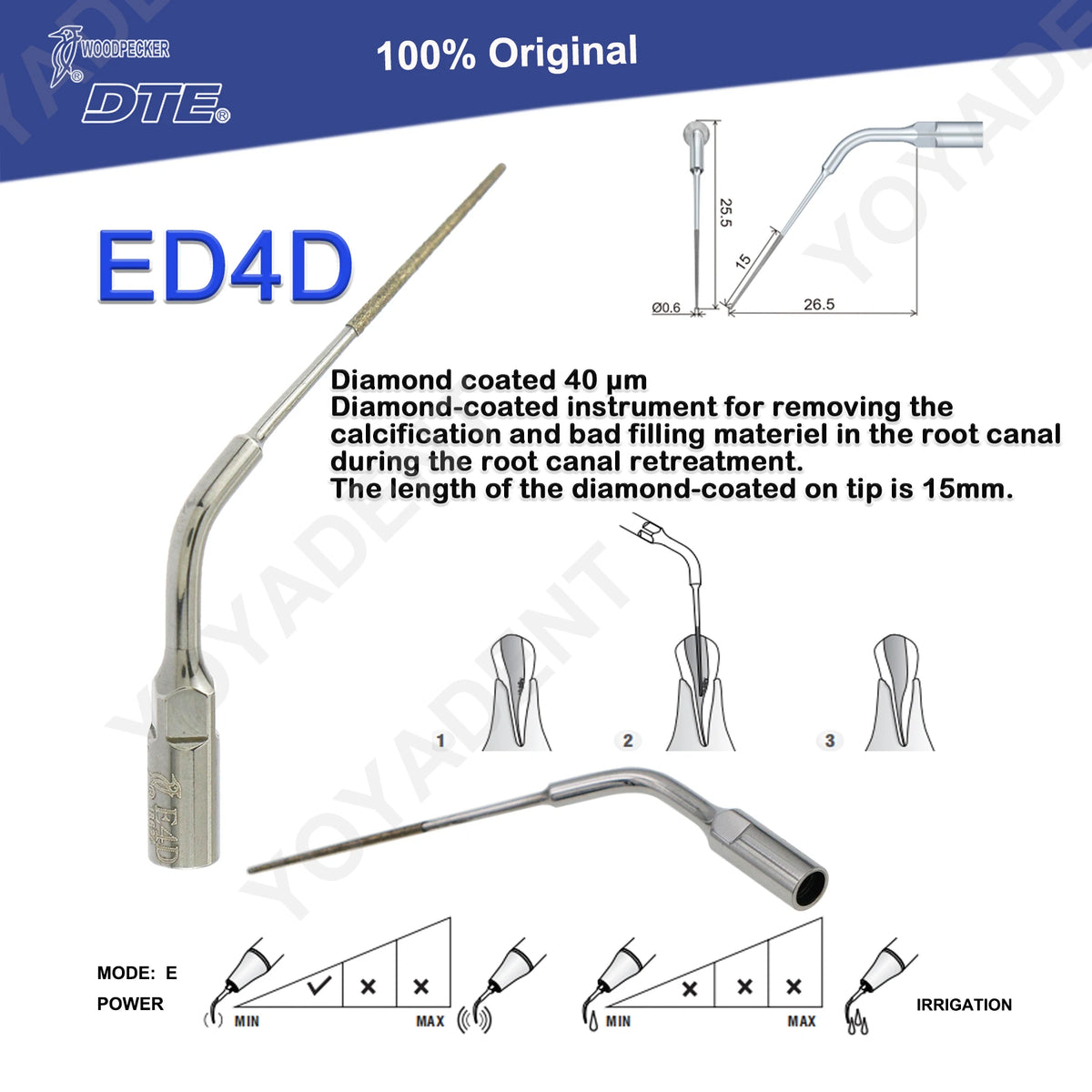 Endodontic Ultrasonic Tips and Accessory Options by Woodpecker DTE, ED-Series Model Selections with TD-1L and HD-7L Choices for Dental Equipment