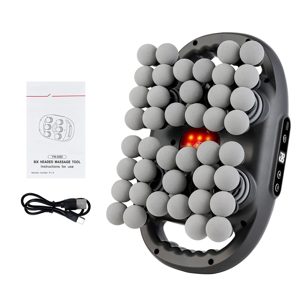 42-Head Body Massage Gun with Nine Modes and Nine Intensity Levels, Listed 2000mAh Battery, Type-C Charging and 10-Minute Timer in White or Black