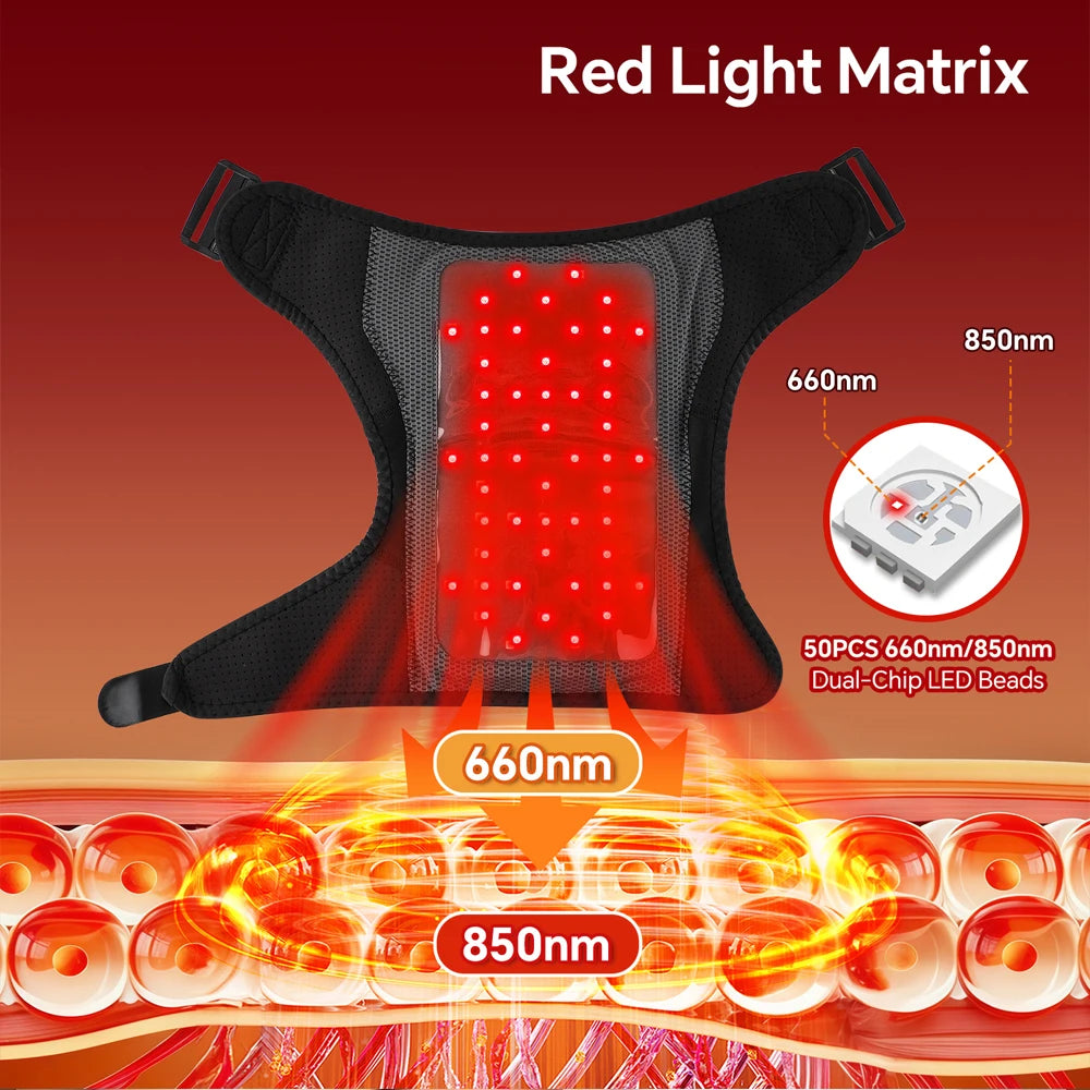 Thermal Shoulder Massage Belt with Adjustable Heating, Shoulder Brace Format and Multiple Belt, APP-Labeled and Red Light Options for Home Relaxation