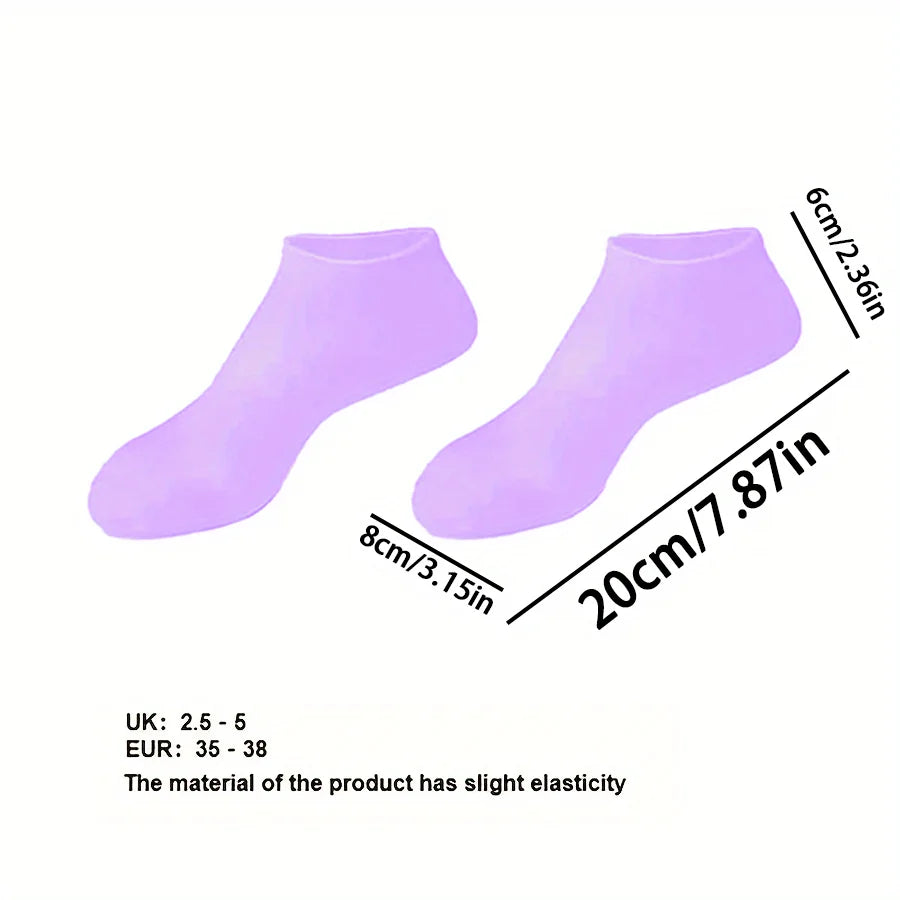 Silicone Foot Socks for Women's At-Home Moisturizing Routines, Personal Foot Care Accessory in Purple, Blue, Black, Green, Pink, White or Orange