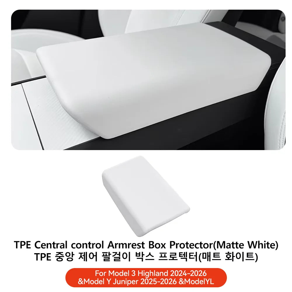 Center Console Armrest Cover with TPE and TPU Material Options, Stripe and Wavy Grain Styling for Select Tesla Model 3 Highland and Model Y Juniper Interiors