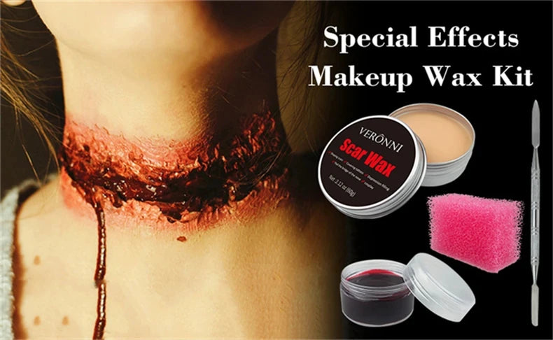 Scar Wax SFX Makeup Options with Listed 60g Wax and Light, Natural or Dark Skin Shade References for Halloween Costumes, Stage and Simulated Wound Effects