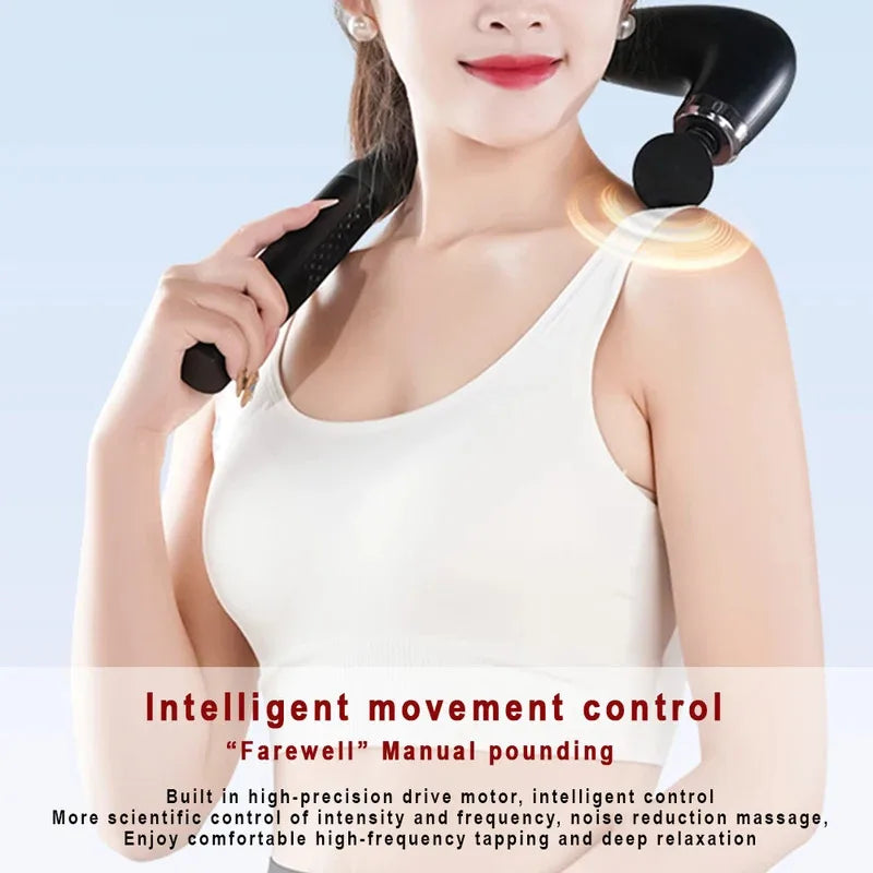 USB Rechargeable Massage Gun GB-868 with 9 Modes and 9 Intensity Levels, Handheld Electric Personal-Care Massager in Black or Silver for Home Relaxation