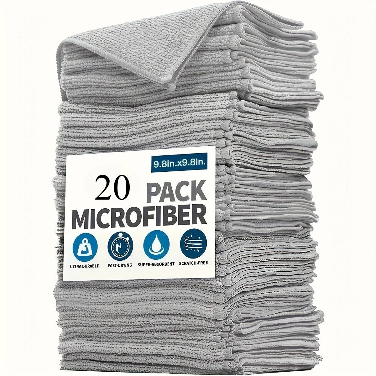 Grey and Black Microfiber Cleaning Cloths, Reusable Wiping Towels with Color-Specific Pack Sizes and 25 x 25cm Black Options for Car Windows and Home Cleanup