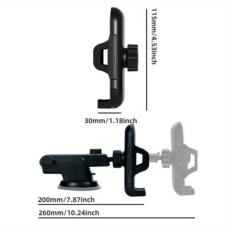 Suction Cup Car Phone Mount for Compatible Dashboard or Windshield Placement, Adjustable Smartphone Holder with Separate Air Vent Style Option