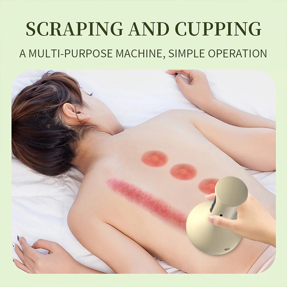 Electric Cupping Gua Sha Massager BK-BG01 with Listed Nine Suction Levels, Heating Base and Eight Steel Beads, USB-C Rechargeable Light Yellow Personal Care Device