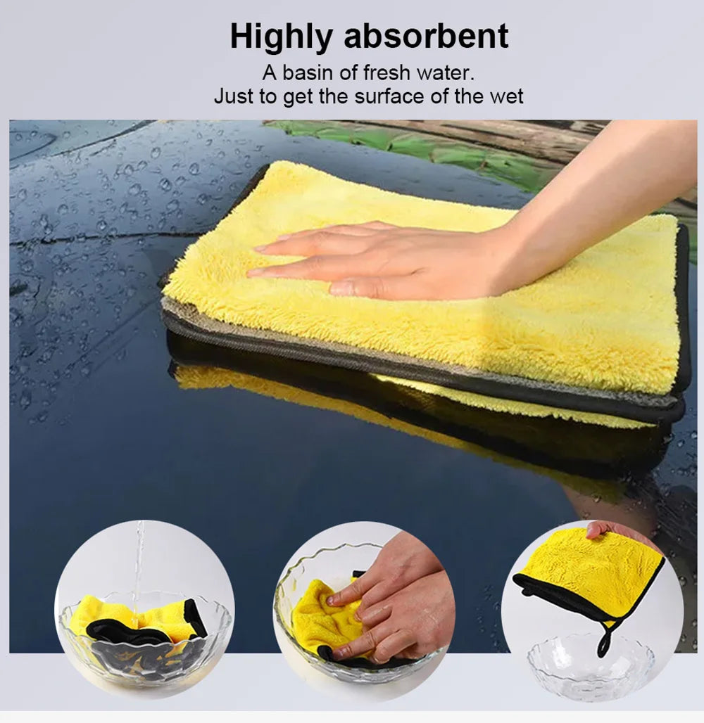 Car Detailing Microfiber Towels in Yellow, Soft Absorbent Polyester Cleaning Cloths with T054 and T056 Options in 1, 3 or 5 Pieces for Vehicle and Window Care