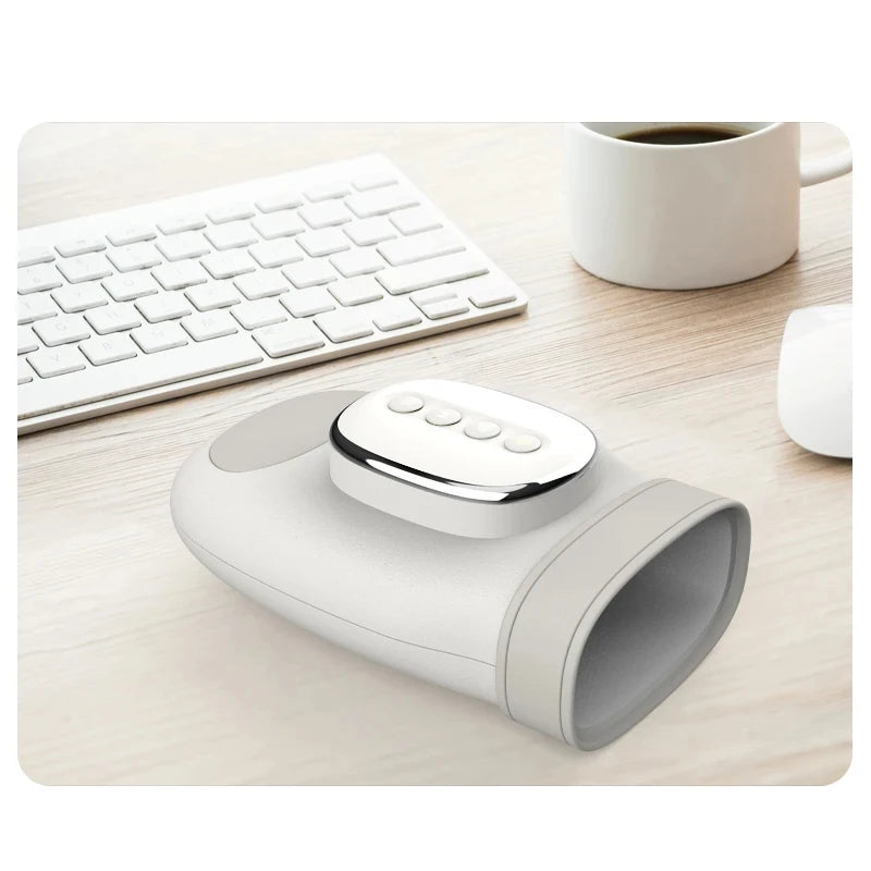 Air Compression Hand Massager with 13 TPU Airbags, Three Modes and Five Pressure Levels, Gray Wireless Heated Device for Adult Palm and Finger Relaxation