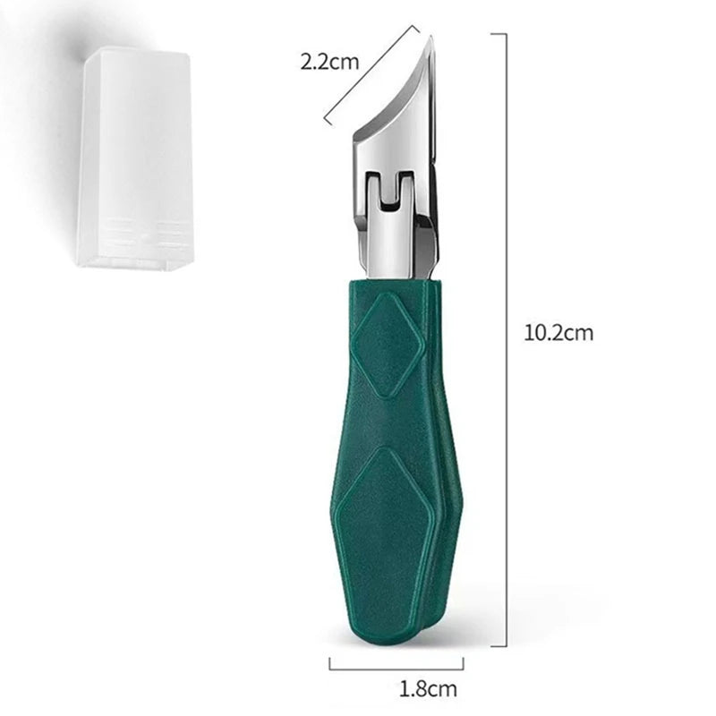 Slanted Toenail Clipper, Stainless Steel and PP Manual Nail Trimmer with Listed 10.2 x 1.8cm Size in Green or Black for Adult Home Pedicure Grooming